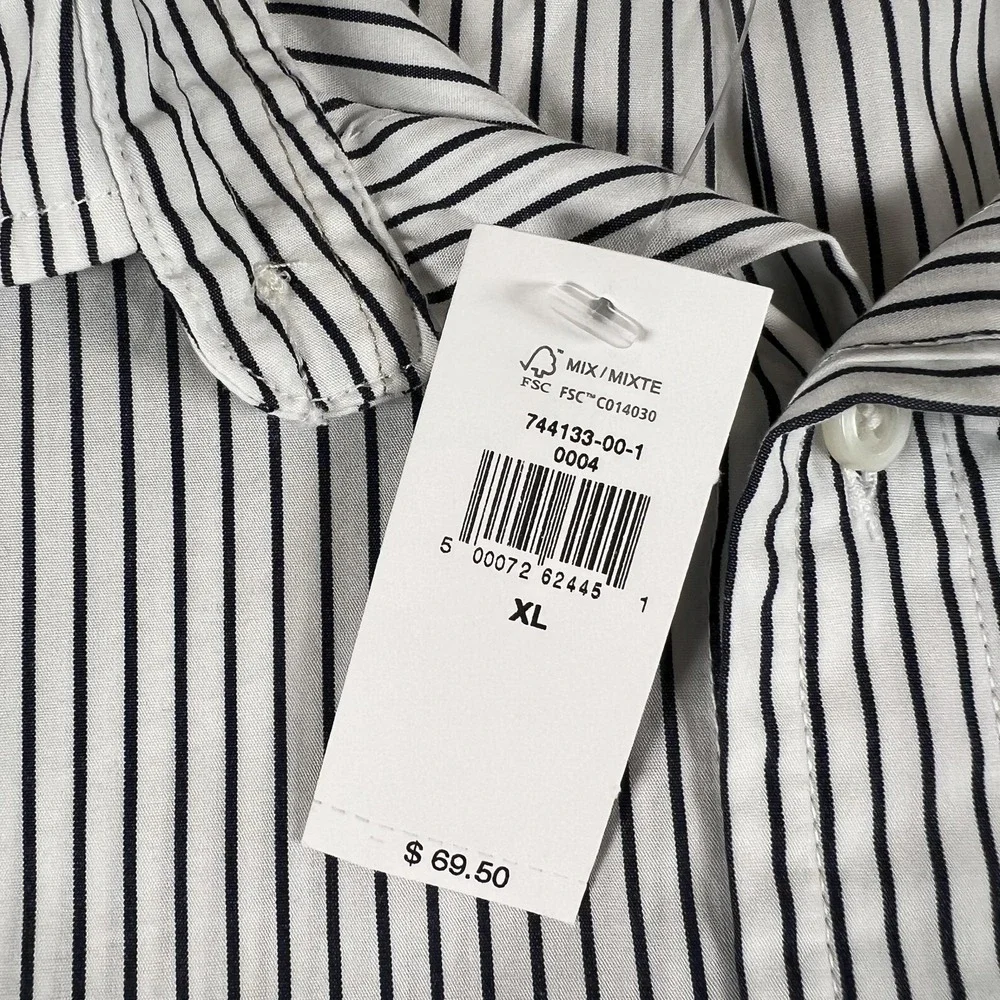 Banana Republic‎ Dress Shirt Mens XL White Striped Organic Cotton Standard Fit